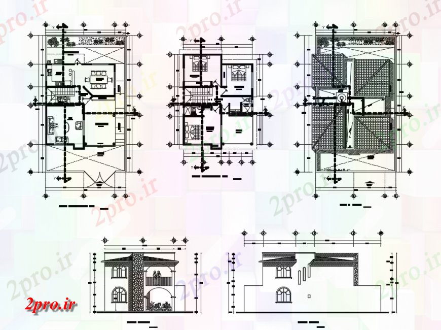 دانلود نقشه مسکونی ، ویلایی ، آپارتمان دو جزئیات دان خانه مقطعی و کف طرحی با پایه و اساس 10 در 17 متر (کد134550)