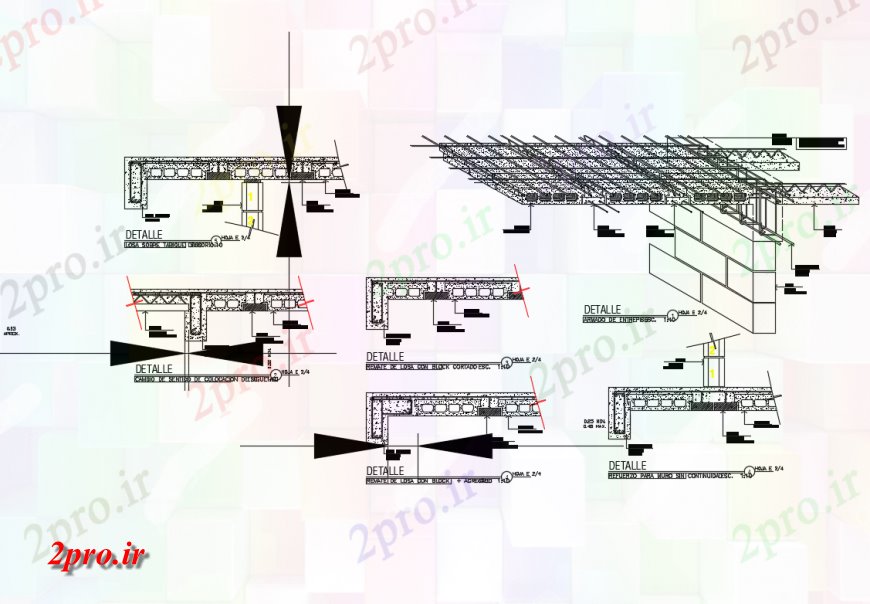 دانلود نقشه جزئیات پله و راه پله  پیش ساخته بتنی دال  ساخت و ساز طراحی جزئیات  (کد134557)