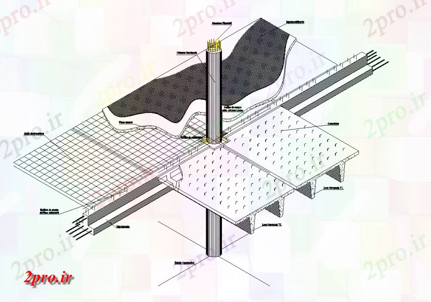 دانلود نقشه جزئیات پله و راه پله  پیش ساخته ساخت و ساز دال بتنی با  ستون طراحی جزئیات  (کد134558)