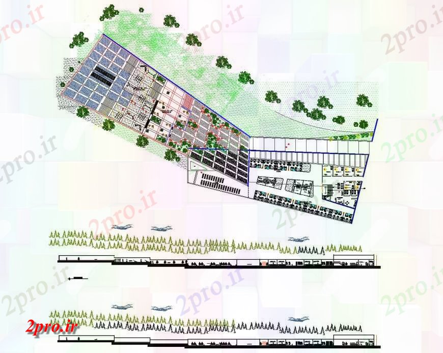 دانلود نقشه بیمارستان - درمانگاه - کلینیک طرحی بیمارستان بیماران روانی و بخش 82 در 396 متر (کد134595)