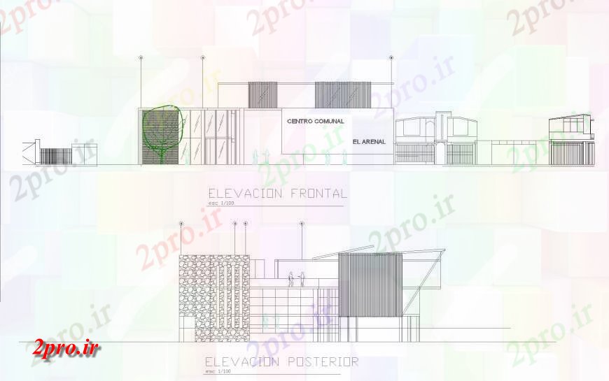 دانلود نقشه ساختمان اداری - تجاری - صنعتی نما از دفتر طرحی بازسازی 7 در 19 متر (کد134671)