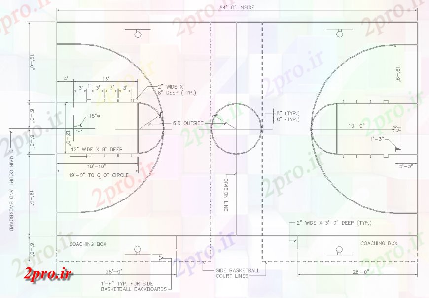 دانلود نقشه ورزشگاه ، سالن ورزش ، باشگاه بسکتبال طراحی طرحی 15 در 25 متر (کد134754)