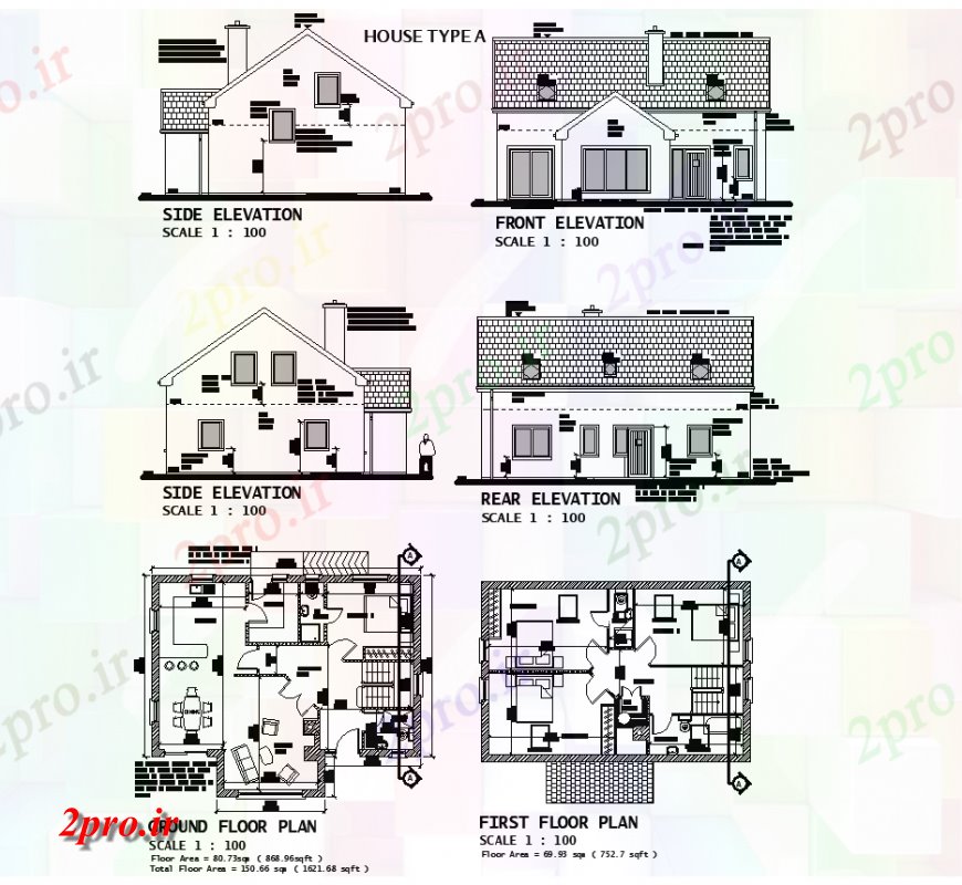 دانلود نقشه مسکونی  ، ویلایی ، آپارتمان  سقف شیب دار ویلا طراحی مشغول به کار (کد134794)