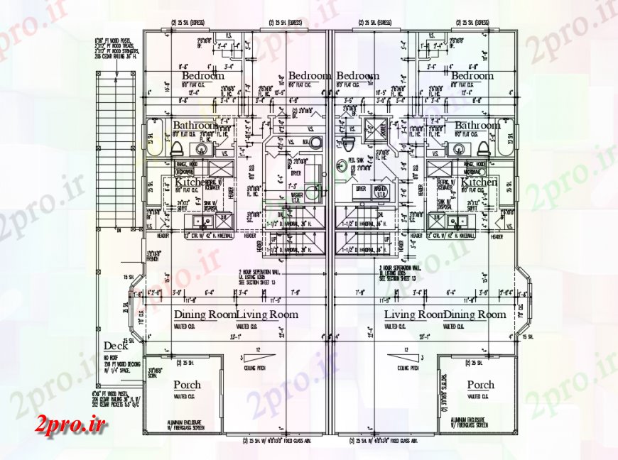 دانلود نقشه مسکونی  ، ویلایی ، آپارتمان  طرحی طبقه جزئیات طرحی دوم از دو دان  خانه طراحی جزئیات  (کد134840)