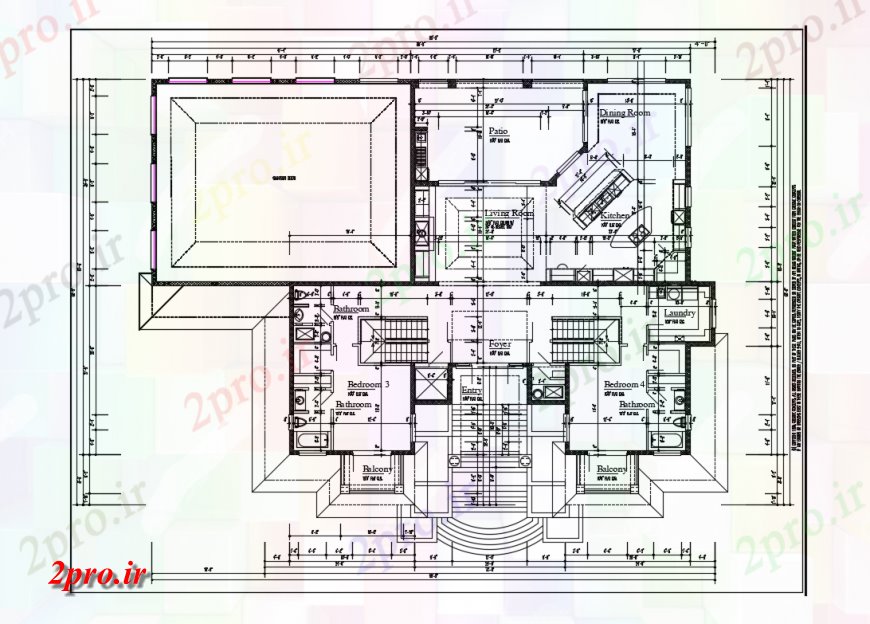 دانلود نقشه مسکونی  ، ویلایی ، آپارتمان  یکی از خانه خانواده طبقه دوم طرح (کد134846)