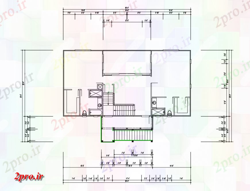 دانلود نقشه مسکونی  ، ویلایی ، آپارتمان  جزئیات عمومی طراحی از خانه با sanitarians  (کد134852)