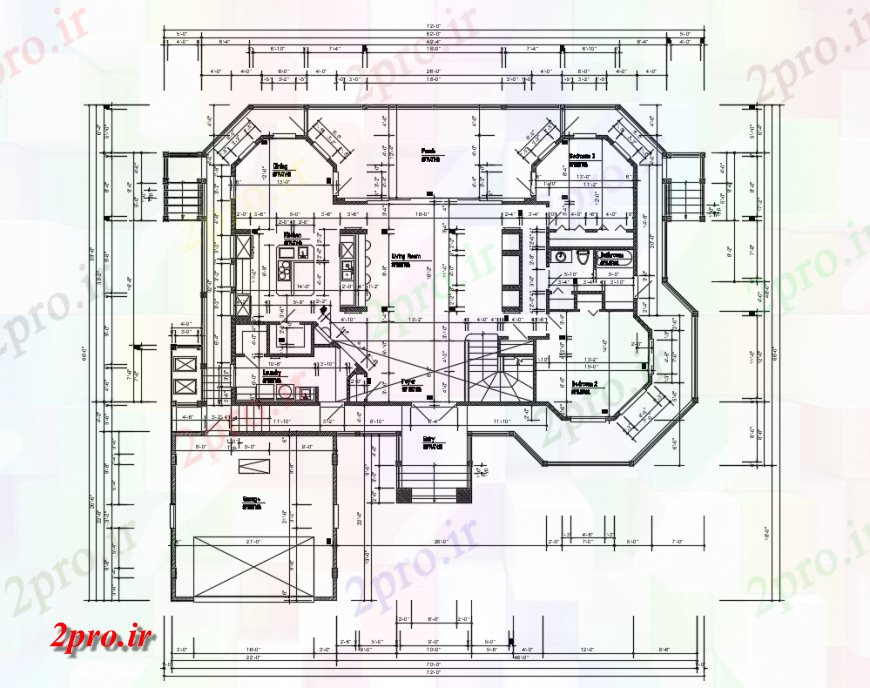 دانلود نقشه مسکونی  ، ویلایی ، آپارتمان  اولین جزئیات طراحی کف خانه ساخت (کد134879)