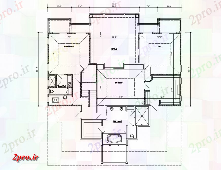 دانلود نقشه مسکونی  ، ویلایی ، آپارتمان  یک خانواده طراحی خانه طبقه دوم جزئیات  (کد134881)