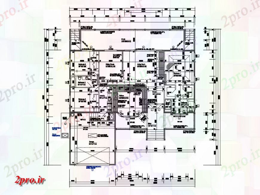 دانلود نقشه مسکونی  ، ویلایی ، آپارتمان  یک خانواده دو دان جزئیات طراحی خانه  (کد134889)