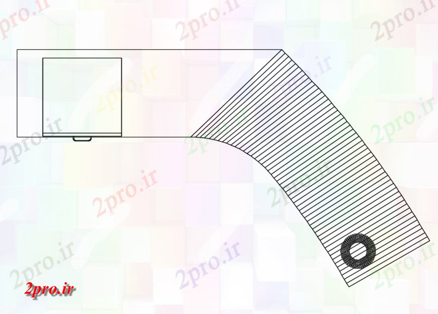 دانلود نقشه بلوک مبلمان کابین ضد جدول طولانی  بالای صفحه  نما   (کد134893)