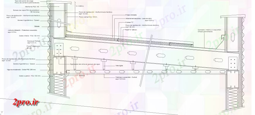 دانلود نقشه طراحی جزئیات ساختار بخش سقف خرپا طراحی  (کد134918)