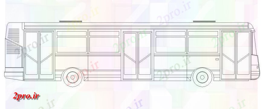 دانلود نقشه بلوک وسایل نقلیه مدل ارتقاء مقابل اتوبوس جزئیات دو بعدی  (کد134927)