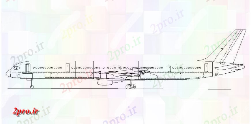 دانلود نقشه بلوک وسایل نقلیه با دید جانبی یک هواپیمای جزئیات (کد134929)