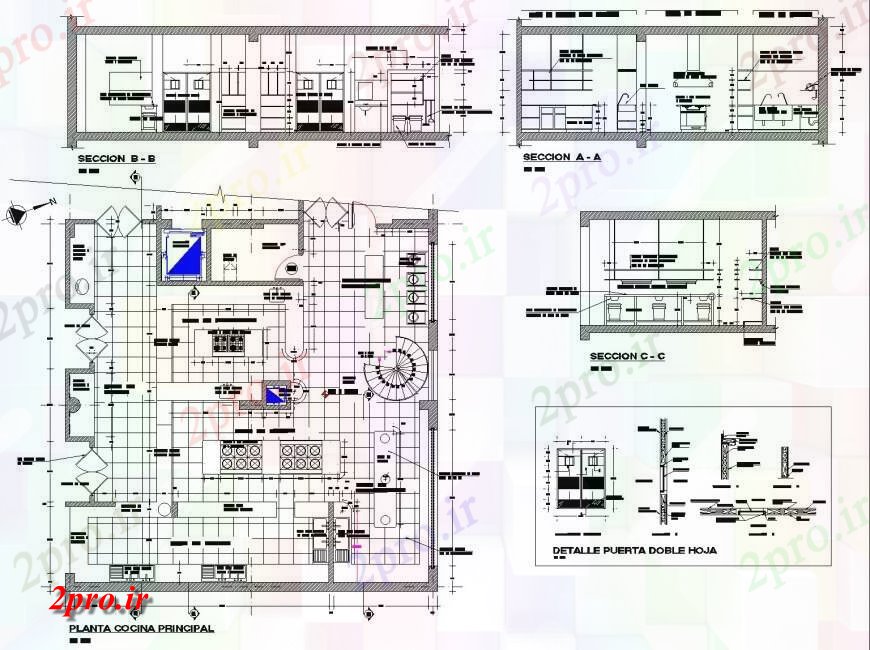 دانلود نقشه آشپزخانه آشپزخانه حمام جزئیات طرحی نردبان و بخش  (کد134946)