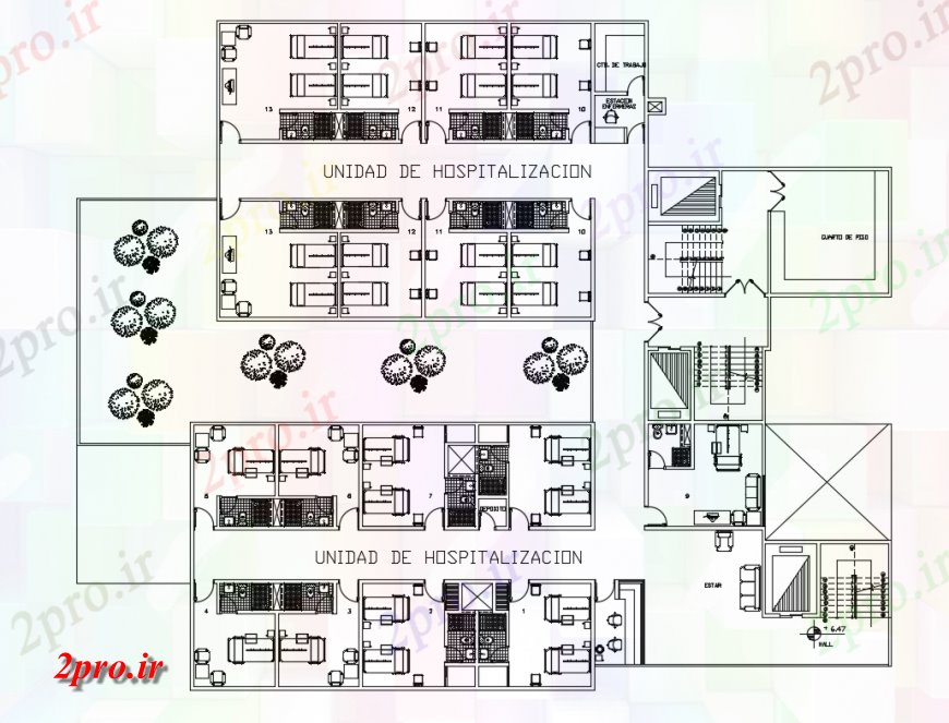 دانلود نقشه بیمارستان - درمانگاه - کلینیک بیمارستان واحد طراحی های 29 در 30 متر (کد134961)