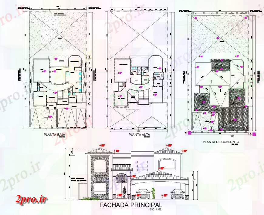 دانلود نقشه مسکونی  ، ویلایی ، آپارتمان  طرحی مسکن و نما  (کد134989)