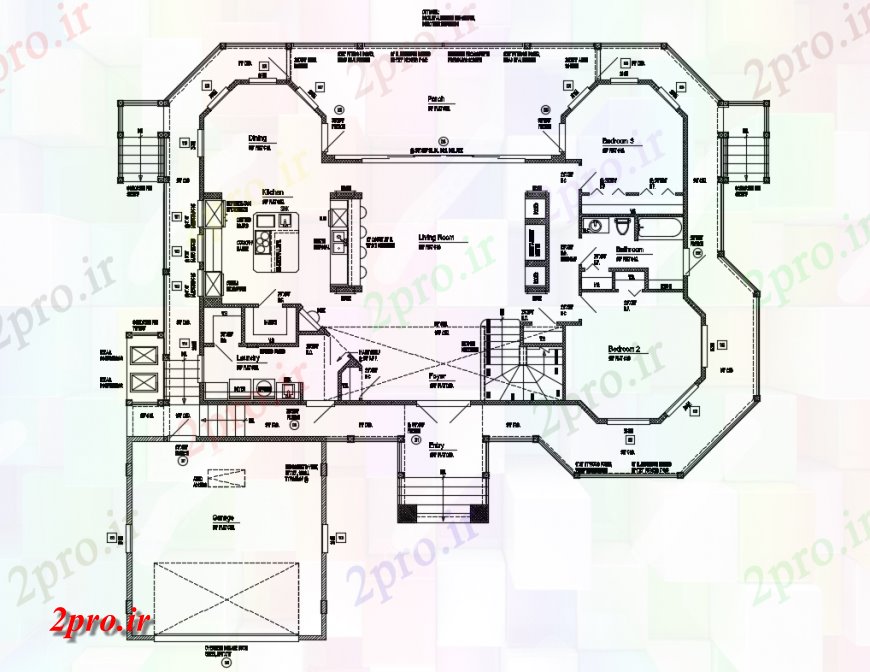 دانلود نقشه مسکونی  ، ویلایی ، آپارتمان  یک خانواده طراحی خانه طبقه اول جزئیات  (کد135020)