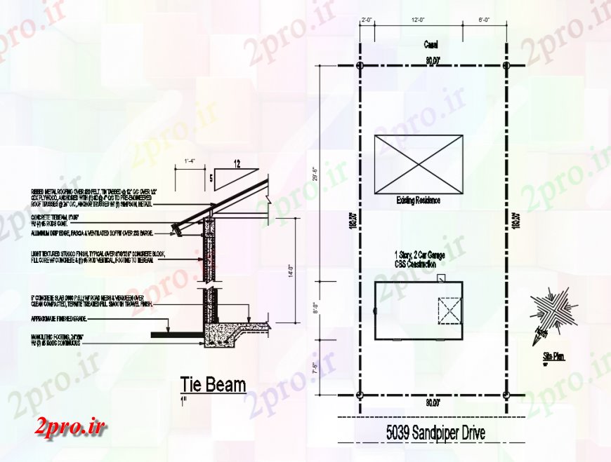 دانلود نقشه طراحی جزئیات ساختار طرحی سایت و بخش دیوار جزئیات را با اطلاعات ساختار کراوات  پرتو  (کد135028)