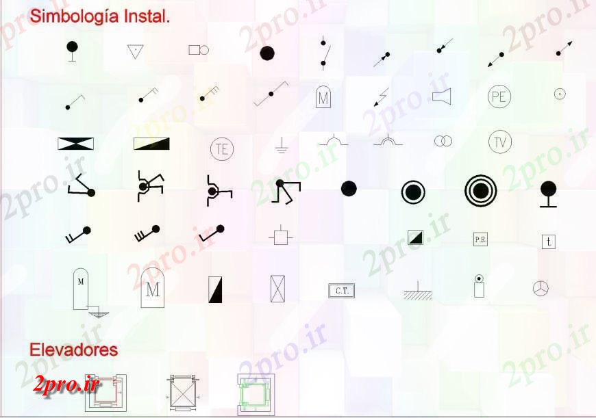 دانلود نقشه اتوماسیون و نقشه های برق نماد و طرحی آسانسور  (کد135051)