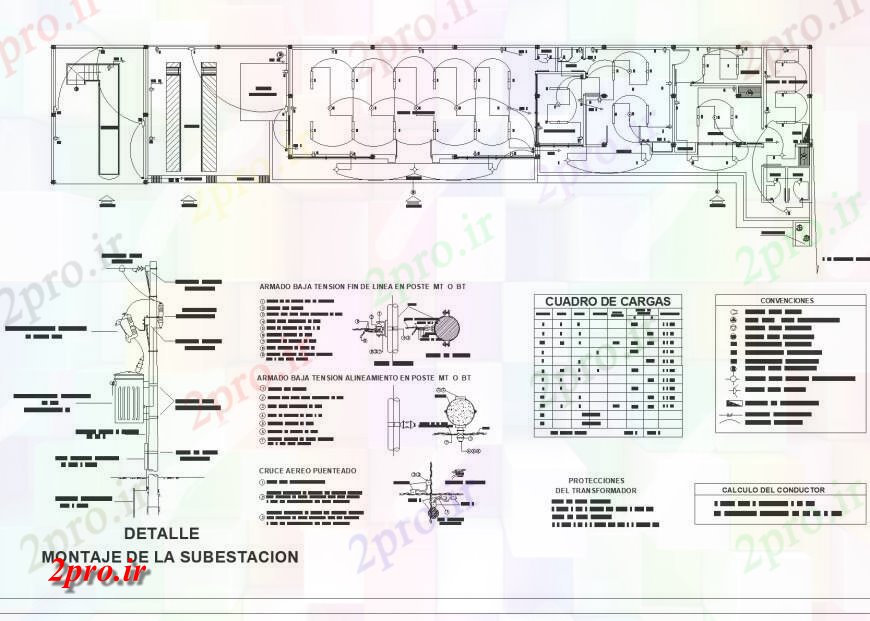دانلود نقشه برق مسکونی ایستگاه خدمات برق خودرو طرحی جزئیات 23 در 50 متر (کد135068)