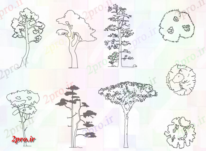 دانلود نقشه درختان و گیاهان درختان متعدد خلاق و بلوک های گیاهی  (کد135189)