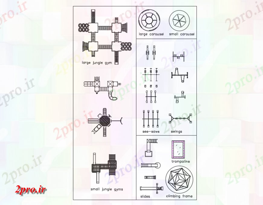 دانلود نقشه باغ بازی باغ  زمین بلوک تجهیزات  (کد135199)