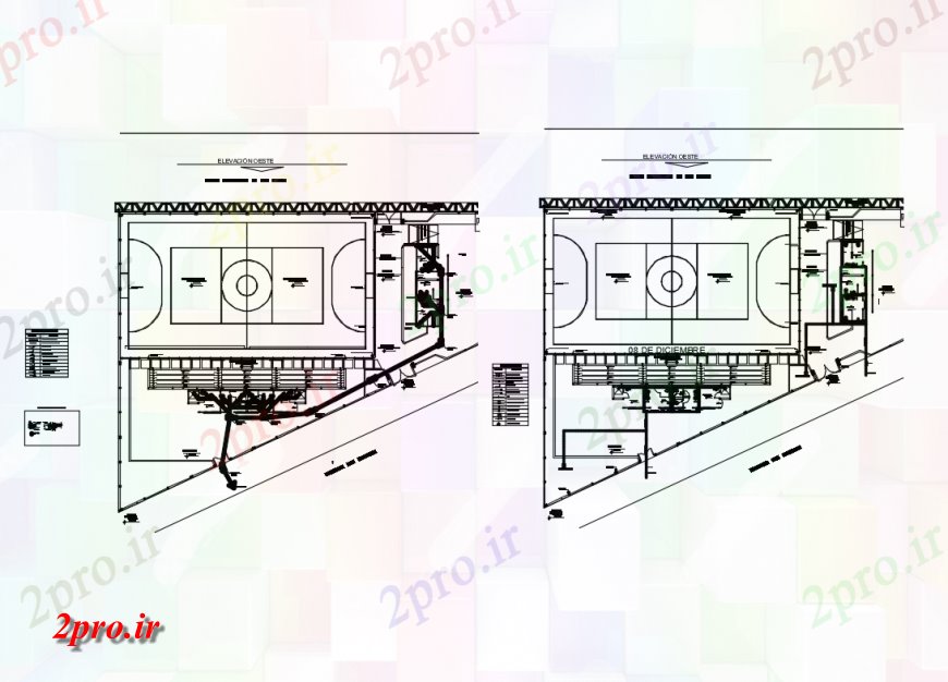 دانلود نقشه ورزشگاه ، سالن ورزش ، باشگاه ورزش ساختار زمین طرح 4 در 10 متر (کد135217)
