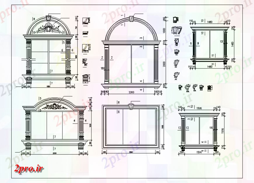 دانلود نقشه جزئیات طراحی در و پنجره  درب های سنتی و طراحی پنجره جزئیات (کد135220)