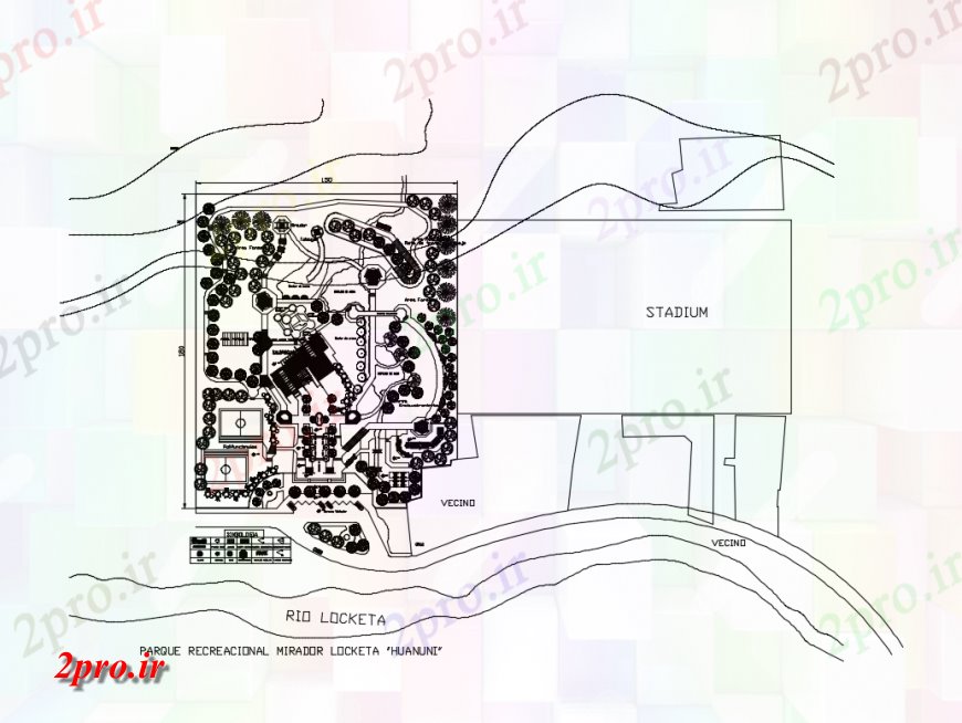 دانلود نقشه ورزشگاه ، سالن ورزش ، باشگاه Huanuni ورزش های تفریحی طرحی سایت پارک طرح 23 در 36 متر (کد135223)