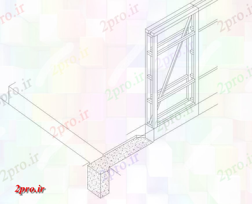 دانلود نقشه جزئیات پله و راه پله  ایزومتریک بخش درب   (کد135258)