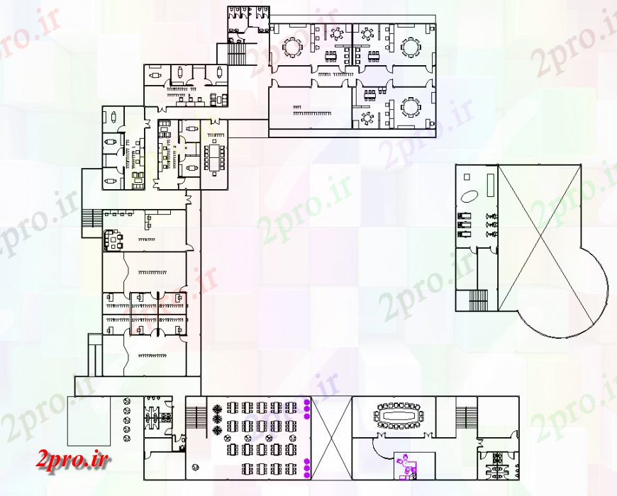 دانلود نقشه ساختمان اداری - تجاری - صنعتی دولت طراحی طرحی دفتر جزئیات 66 در 70 متر (کد135291)