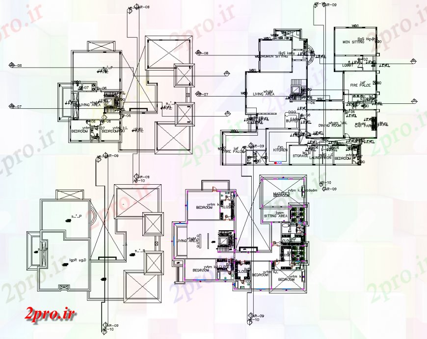 دانلود نقشه مسکونی  ، ویلایی ، آپارتمان  طرحی طبقه همکف، اول طرحی جزئیات کف  (کد135307)