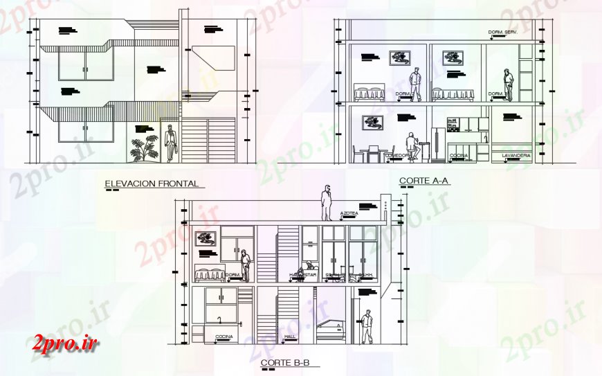 دانلود نقشه مسکونی  ، ویلایی ، آپارتمان  ویلایی نما مقطعی جزئیات (کد135321)