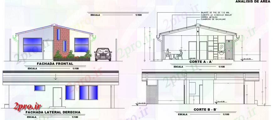 دانلود نقشه مسکونی  ، ویلایی ، آپارتمان  نما ویلایی و جزئیات مقطعی (کد135335)