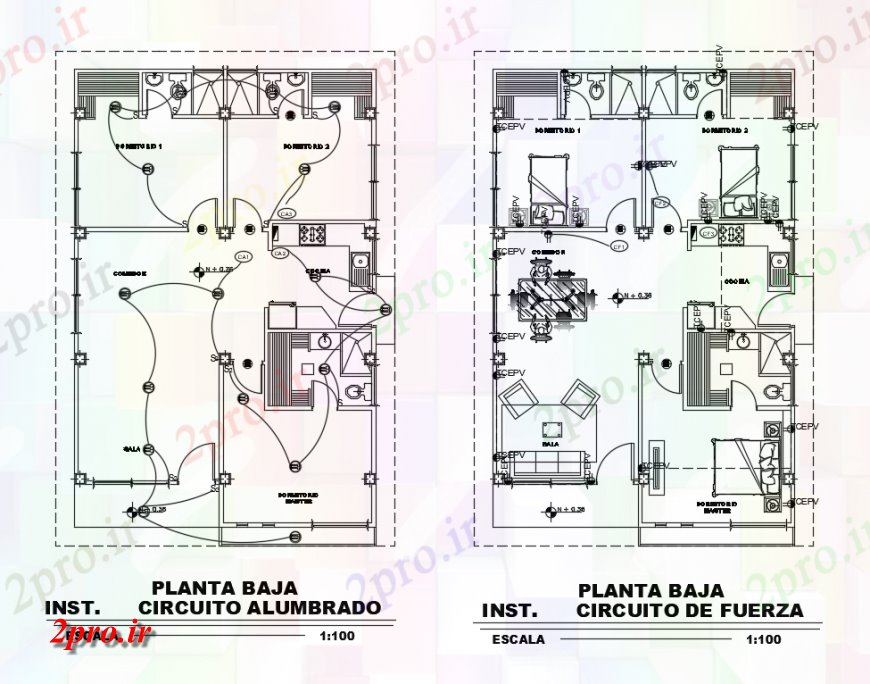 دانلود نقشه مسکونی  ، ویلایی ، آپارتمان  طراحی مبلمان با طرحی برق  (کد135336)