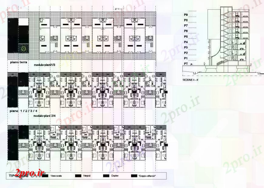 دانلود نقشه مسکونی  ، ویلایی ، آپارتمان  برنامه و بخش دوبلکس  (کد135353)