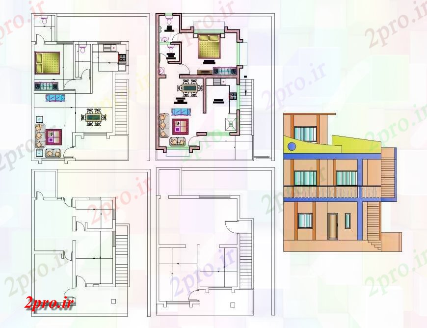 دانلود نقشه مسکونی  ، ویلایی ، آپارتمان  طرحی و نما اتوکد مسکن  (کد135361)