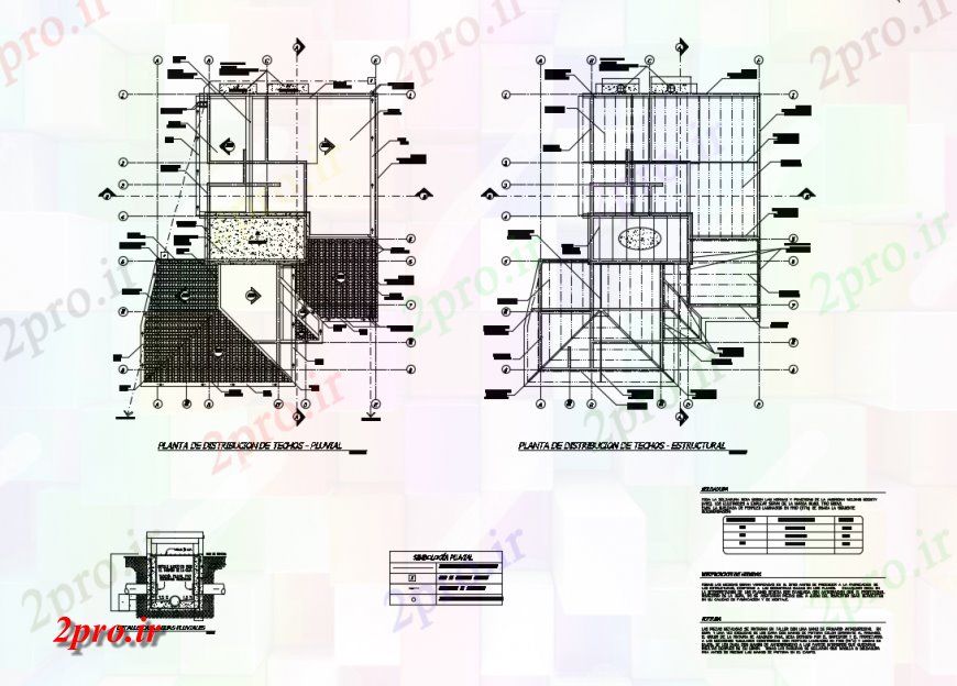 دانلود نقشه طراحی جزئیات ساختار طرحی توزیع سقف ساختاری و باران زا  (کد135418)