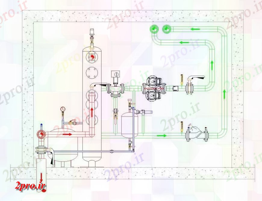 دانلود نقشه تاسیسات برق دیگ بخار پمپ حرارتی جزئیات حبس لوله (کد135442)