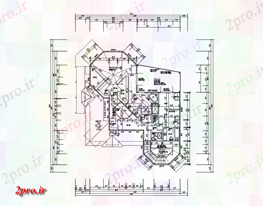 دانلود نقشه مسکونی  ، ویلایی ، آپارتمان  خانه طرحی طبقه سوم و ساختار طرحی فریم جزئیات (کد135481)