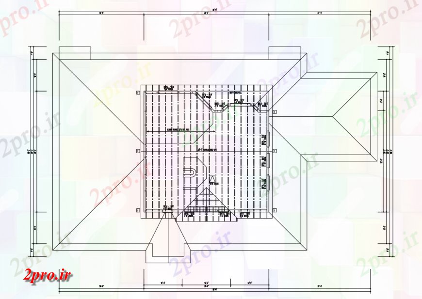 دانلود نقشه طراحی جزئیات ساختار طرحی سقف طبقه دوم خانه با ساختار برنامه پرتو جزئیات (کد135484)