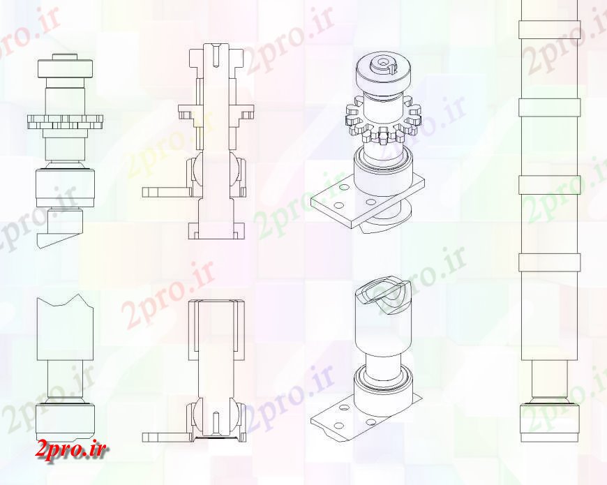 دانلود نقشه بلوک های مکانیکی مکانیک درایو غلتکی نما  چیدمان (کد135488)