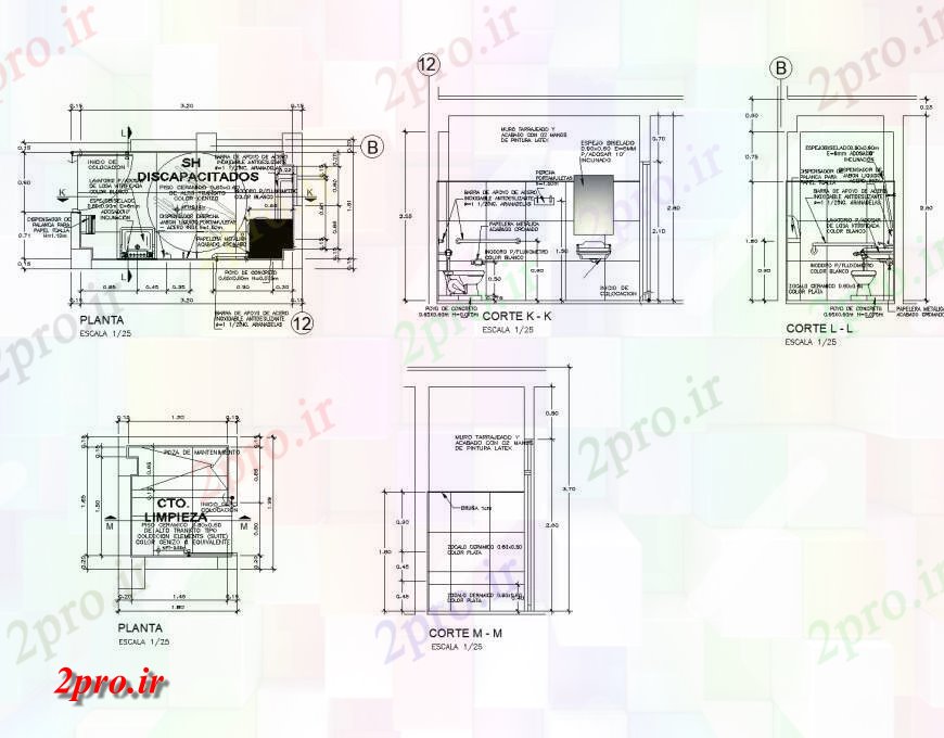 دانلود نقشه حمام مستر جزئیات طرحی و بخش اتوکد توالت  (کد135493)