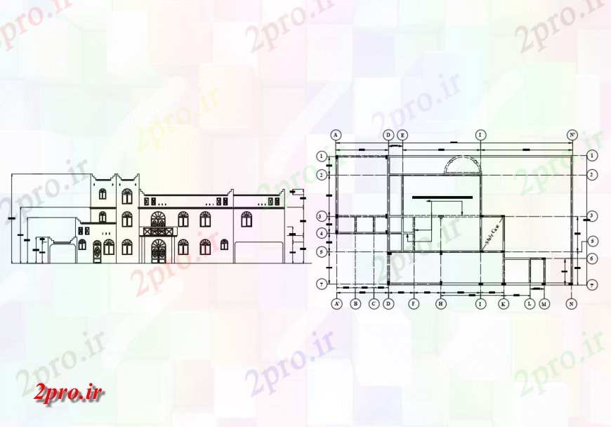 دانلود نقشه مسکونی  ، ویلایی ، آپارتمان  ویلا را ترک نما جانبی و زمین فریم کف طرحی های (کد135514)