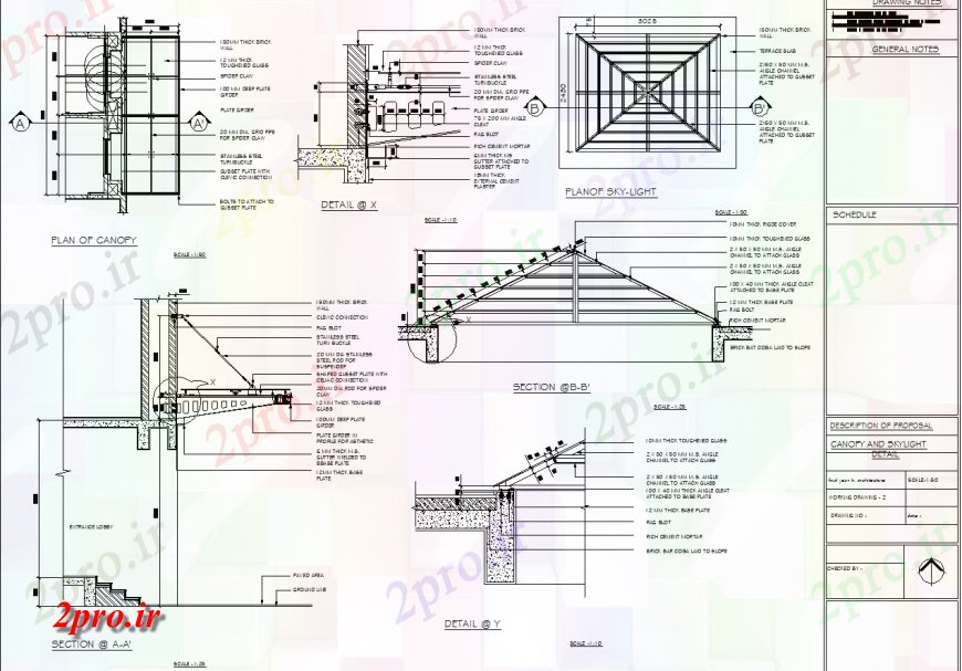 دانلود نقشه طراحی جزئیات ساختار طراحی جزئیات سایبان  (کد135531)