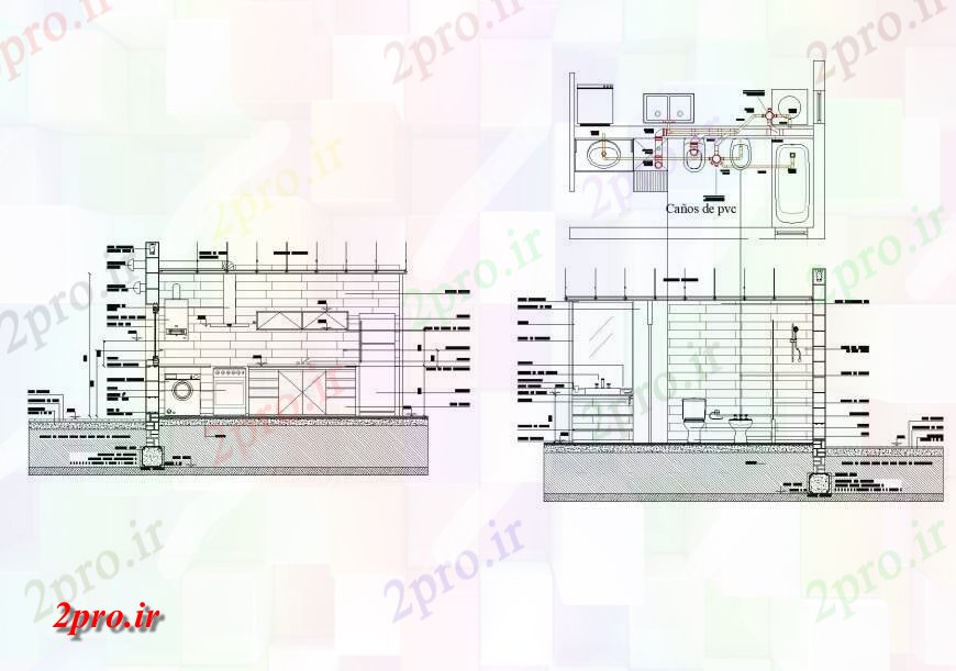 دانلود نقشه حمام مستر لوله کشی بهداشتی خط لوله  طراحی توالت (کد135564)