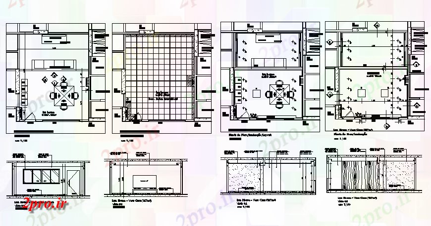 دانلود نقشه جزئیات فضای داخلی ناهار خوری  ناهار خوری و اتاق کار طراحی  زندگی می کنند (کد135576)