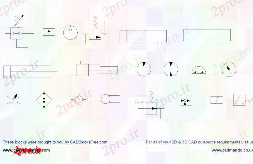 دانلود نقشه بلوک های مکانیکی نمادها مکانیکی  طرحی پنوماتیک (کد135593)