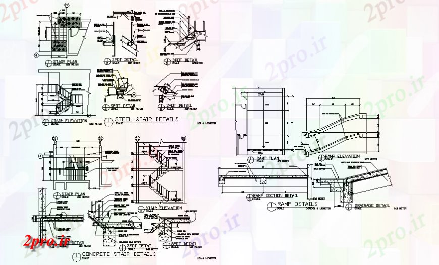 دانلود نقشه جزئیات پله و راه پله   جزئیات پله طراحی  (کد135729)