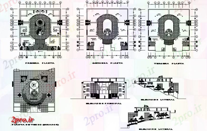 دانلود نقشه هایپر مارکت - مرکز خرید - فروشگاه مرکز خرید کار طراحی 24 در 24 متر (کد135762)